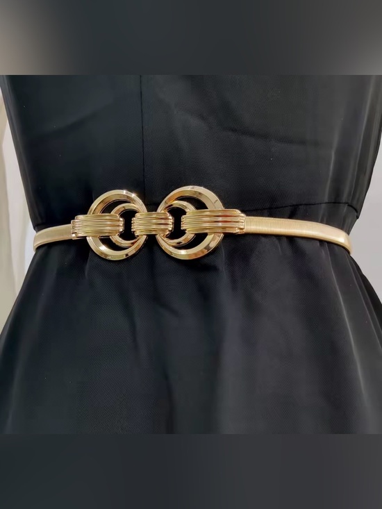 Accessories - Gold Double Ring Elastic Waist Belt